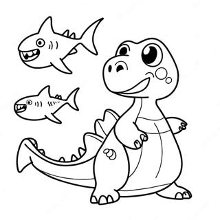 Friendly Dinosaur Shark Coloring Page 70814-58527