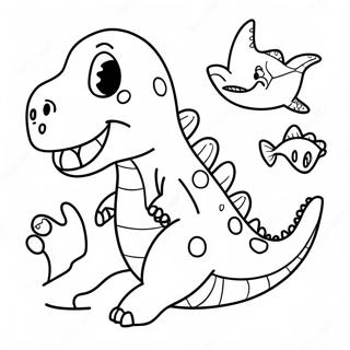 Friendly Dinosaur Shark Coloring Page 70814-58528