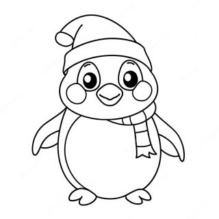 Cute Christmas Penguin With Santa Hat Coloring Page 70824-58545