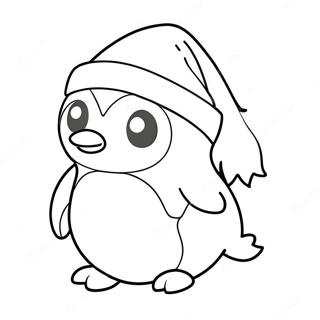 Cute Christmas Penguin With Santa Hat Coloring Page 70824-58546