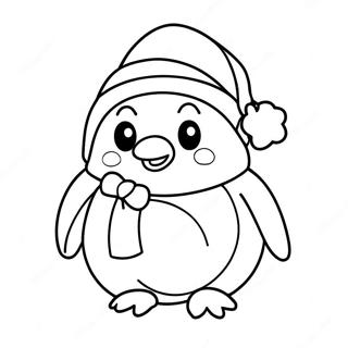 Cute Christmas Penguin With Santa Hat Coloring Page 70824-58547