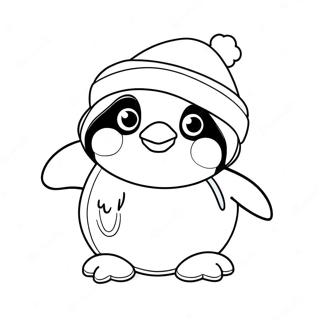 Cute Christmas Penguin With Santa Hat Coloring Page 70824-58548