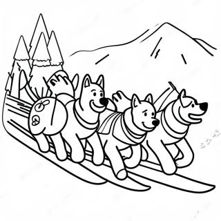 Dog Sled Team Racing Through Snow Coloring Page 70843-58562