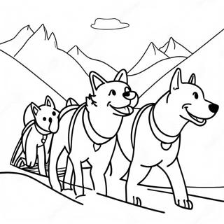 Dog Sled Team Racing Through Snow Coloring Page 70843-58564