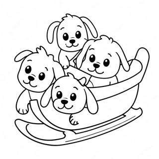 Cute Puppies Pulling A Sled Coloring Page 70844-58558