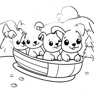 Cute Puppies Pulling A Sled Coloring Page 70844-58559