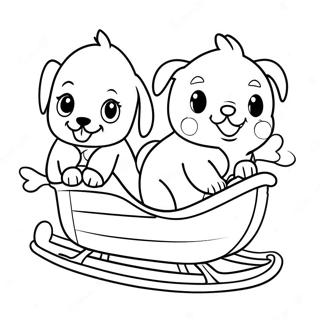 Cute Puppies Pulling A Sled Coloring Page 70844-58560