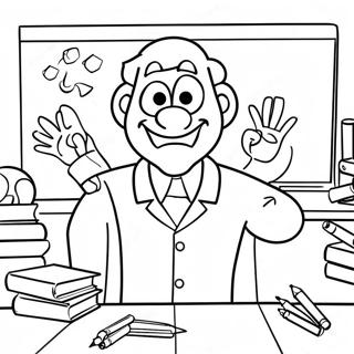 Silly Teacher In Goofy Classroom Coloring Page 70974-58675