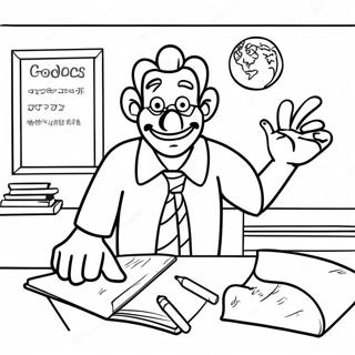 Silly Teacher In Goofy Classroom Coloring Page 70974-58676