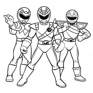 Mighty Morphin Power Ranger Team Coloring Page 71164-58819