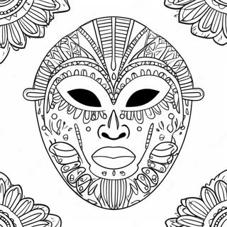 African Mask Coloring Page 71223-58858