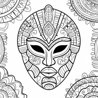 African Mask Coloring Page 71223-58860