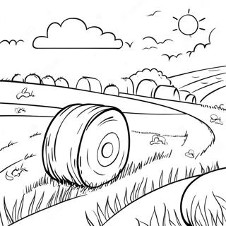 Hay Bales In A Sunny Field Coloring Page 71273-58911