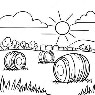 Hay Bales In A Sunny Field Coloring Page 71273-58912