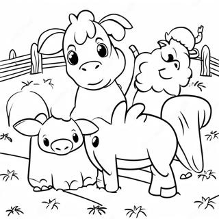 Cute Farm Animals Around Hay Coloring Page 71274-58907