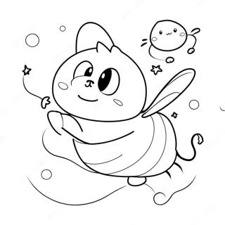 Cute Bee And Puppycat Flying Together Coloring Page 71304-58940