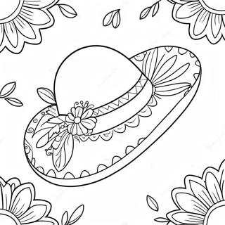 Colorful Sombrero With Flowers Coloring Page 71324-58952