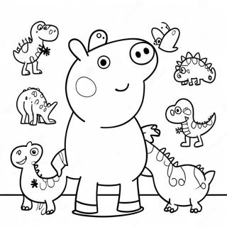 Peppa Pig With Colorful Dinosaurs Coloring Page 71394-59002