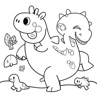 Peppa Pig With Colorful Dinosaurs Coloring Page 71394-59004