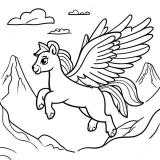 Majestic Hippogriff Flying Over Mountains Coloring Page 71424-59025