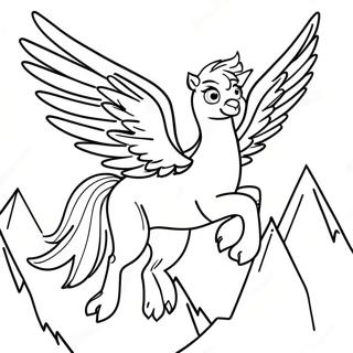 Majestic Hippogriff Flying Over Mountains Coloring Page 71424-59027