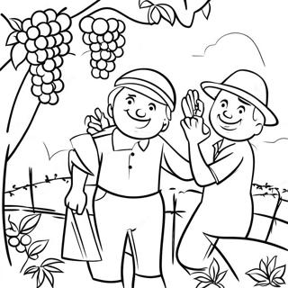 Vineyard Workers Gathering Grapes Coloring Page 71444-59036