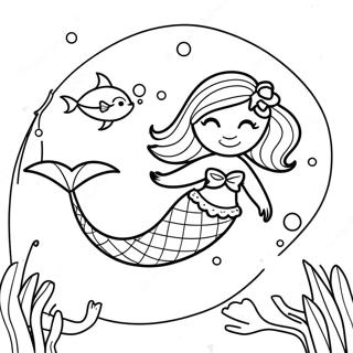 Underwater Mermaid With Friendly Dolphin Coloring Page 71534-59111