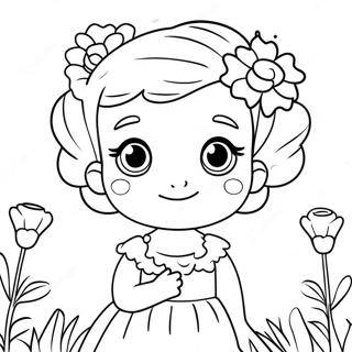 Cute Abigail With Flowers Coloring Page 71554-59129