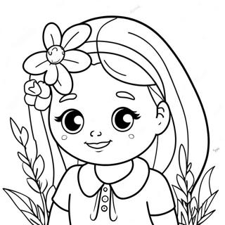 Cute Abigail With Flowers Coloring Page 71554-59130