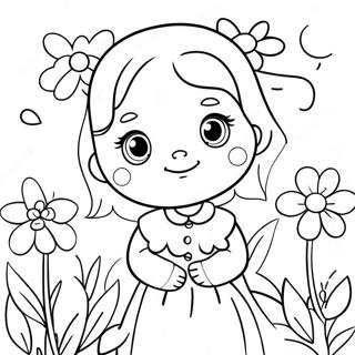 Cute Abigail With Flowers Coloring Page 71554-59131