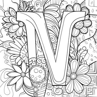 Vibrant Letter V Coloring Page 7155-5821