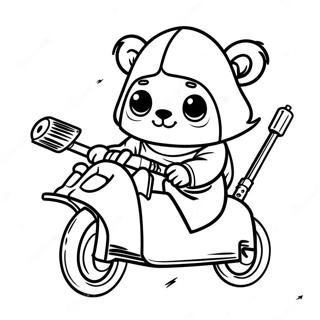 Cute Ewok With A Speeder Bike Coloring Page 71654-59209