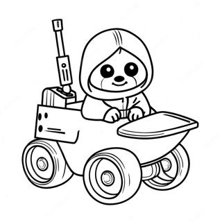 Cute Ewok With A Speeder Bike Coloring Page 71654-59210