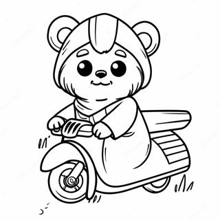 Cute Ewok With A Speeder Bike Coloring Page 71654-59212