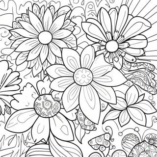 Psychedelic Flower Power Coloring Page 71674-59221