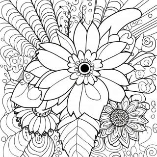 Psychedelic Flower Power Coloring Page 71674-59222