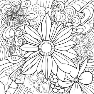 Psychedelic Flower Power Coloring Page 71674-59223