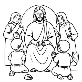 Jesus Teaching Children Coloring Page 71694-59234