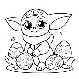 Cute Baby Yoda With Easter Eggs Coloring Page 71724-59271