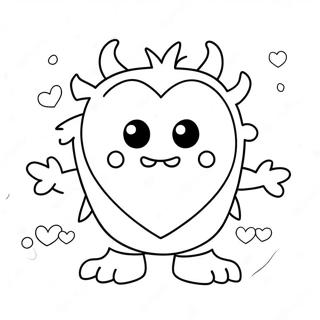 Cute Love Monster With Heart Coloring Page 71834-59354