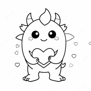 Cute Love Monster With Heart Coloring Page 71834-59355