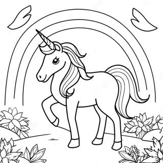 Magical Unicorn Horse In A Rainbow Landscape Coloring Page 71864-59383