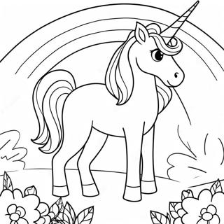 Magical Unicorn Horse In A Rainbow Landscape Coloring Page 71864-59384