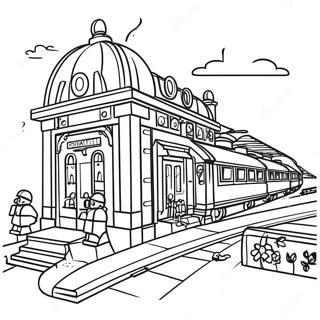 Colorful Lego Train Station Coloring Page 71924-59426