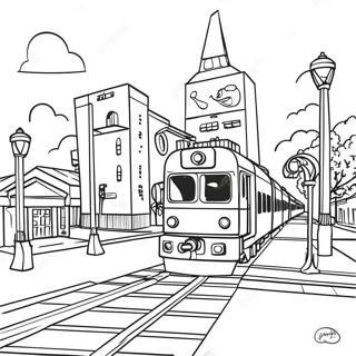 Colorful Lego Train Station Coloring Page 71924-59428