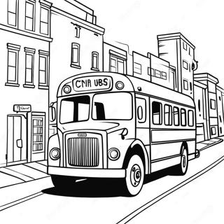 Colorful City Bus Driving Through Town Coloring Page 71974-59465