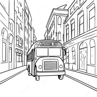 Colorful City Bus Driving Through Town Coloring Page 71974-59466