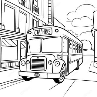 Colorful City Bus Driving Through Town Coloring Page 71974-59467