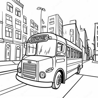 Colorful City Bus Driving Through Town Coloring Page 71974-59468