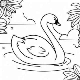 Elegant Swan In Water Coloring Page 72094-59565